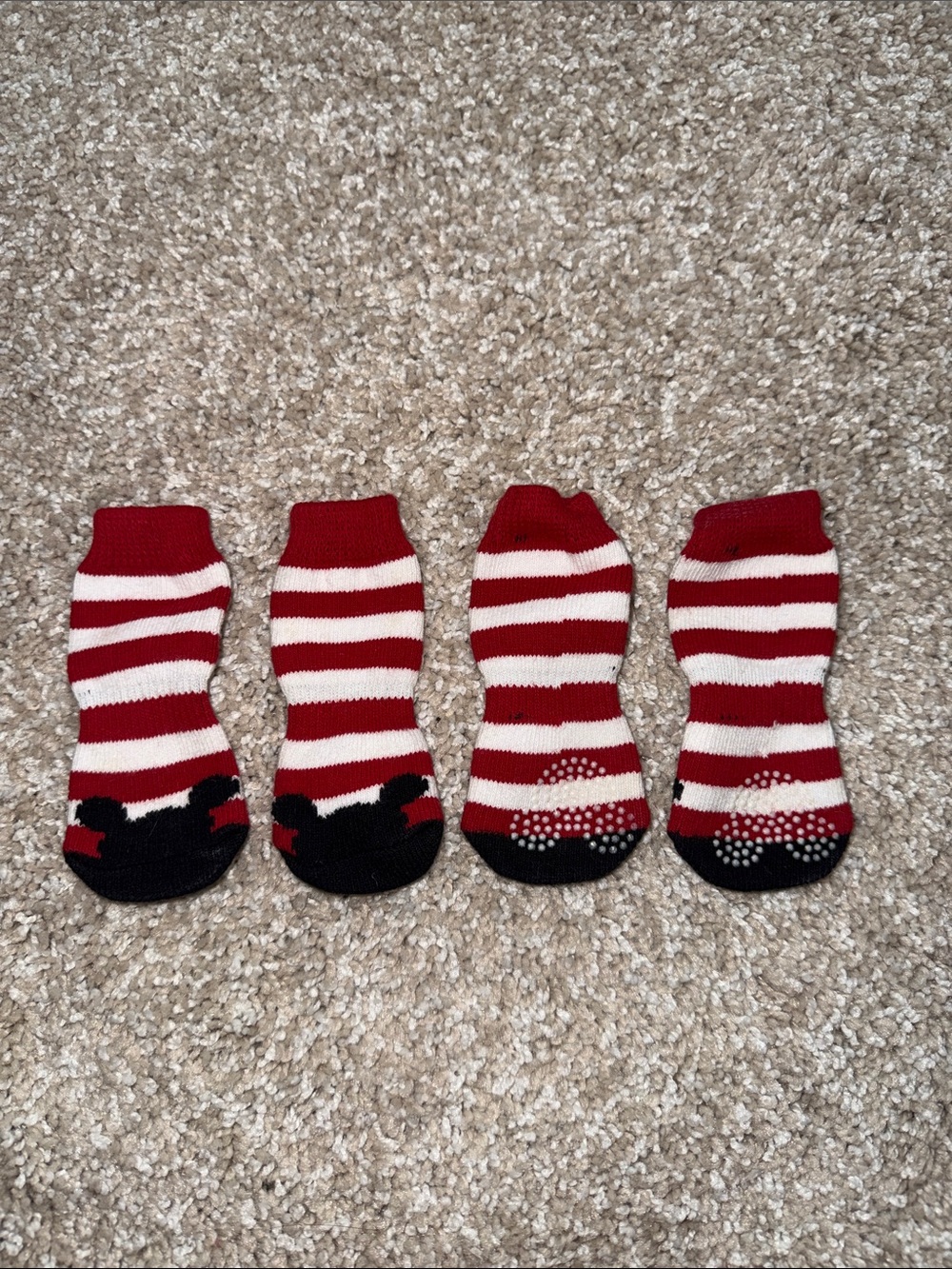 Disney Red & White Striped Non-Slip Dog Socks